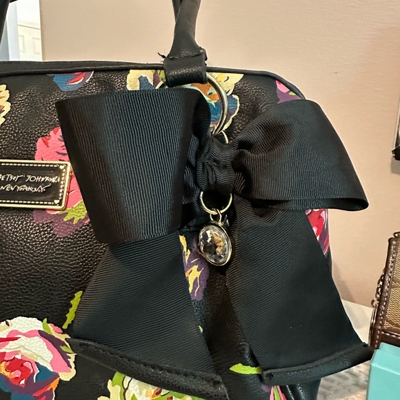 Betsey Johnson Black Satchel with Floral Elegance - Picture 2 of 10
